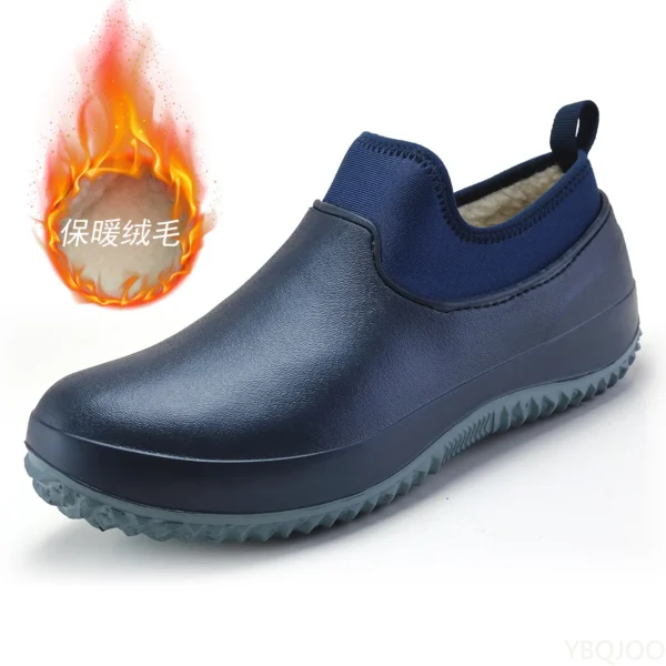 Mens Kitchen Working Shoes Non-slip Waterproof Chef Shoes Casual Unisex Work Shoes Water Shoes Rain Cotton Boots Plus Size 3