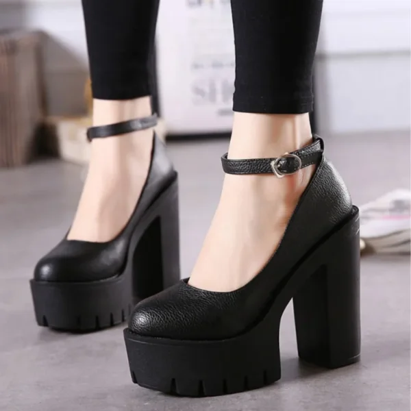 Sexy Thick-soled Single Shoes Women's 14CM High Heels European American Fashion Buckle Women's Platform Heels Pumps Bridal Shoes 2