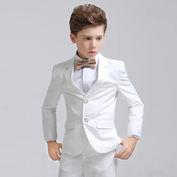 Kids Boys White Blazer Vest Pants 3PCS Set Children Baptism Wedding Prom Suit Baby Boy Elegant Dress Teenager Party Costume 3