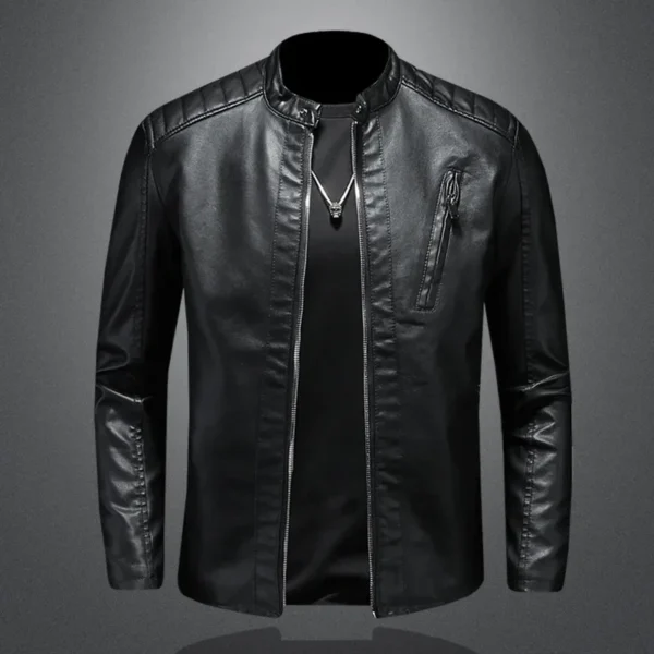 2023 Men Leather Jacket Stand Collar Slim Pu Leather Jacket Autumn Fashion Men Motorcycle Causal Coat Male Moto Biker Coat 2