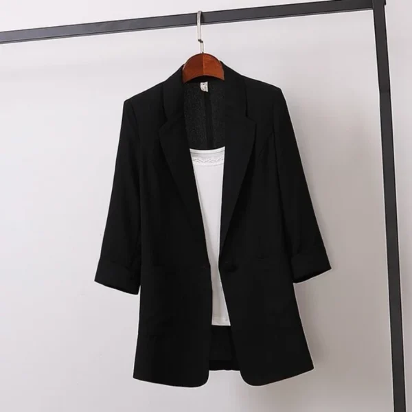 Fashion Women's Jacket Solid Color Yellow Black Cotton Fabric Loose Oversize Coat New Spring Summer Jackets 2023 OL Women's Suit 5