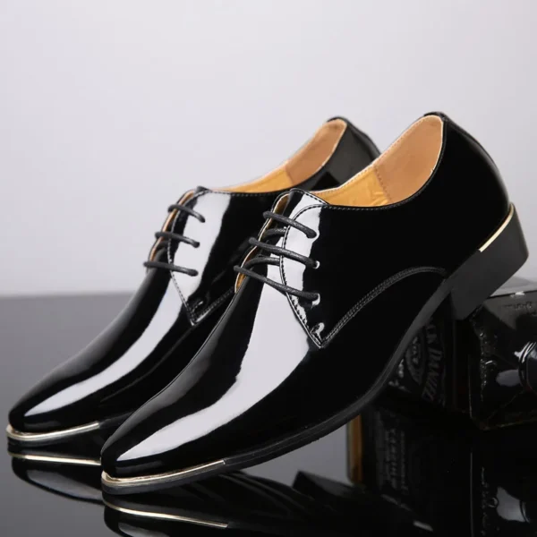 2022 Brand Newly Men's Quality Patent Leather Shoes Men Wedding Shoes Size 38-48 Black White Soft Man Dress Leather Casual Shoes 5