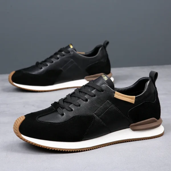 Sneakers Men Elevator Shoes Men's Genuine Leather Casual Taller Shoes Man Hidden Heels 5cm Heighten Inner High rise Lift Shoes 5