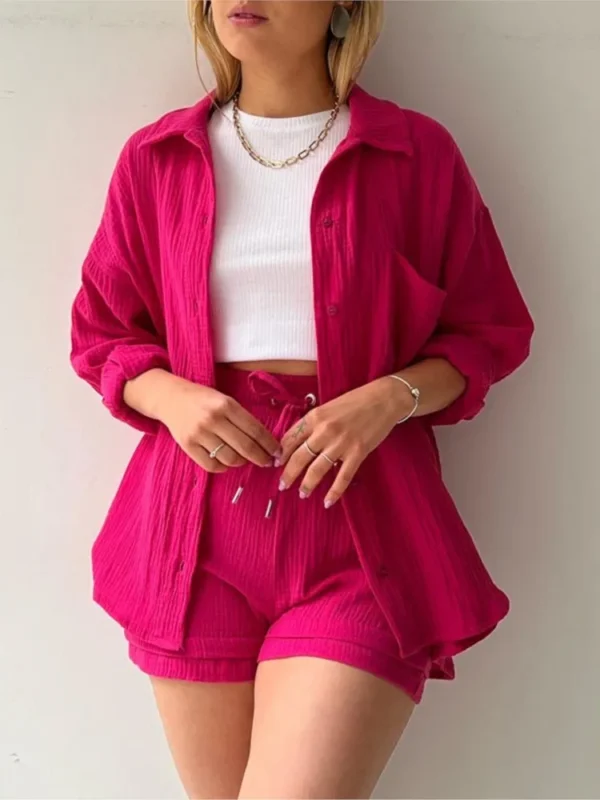 Women's Two-piece Set, Paired With Short Clothing, Casual, Retro, Street Style 5