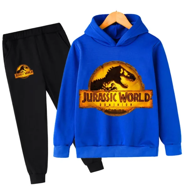 Children Dinosaur Hoodies Pants Set Boys Girls Jurassic World Dominion Sweatshirts Hooded Kids Fashion Pullovers Clothes Suit 5