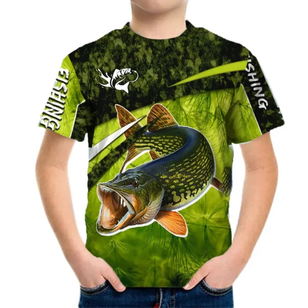 Outdoor Fishing 3d Children's Tops Teenagers From 10 To 12 Years T-Shirts For Boys Girls Korean Kids Clothes Summer Short Sleeve 1