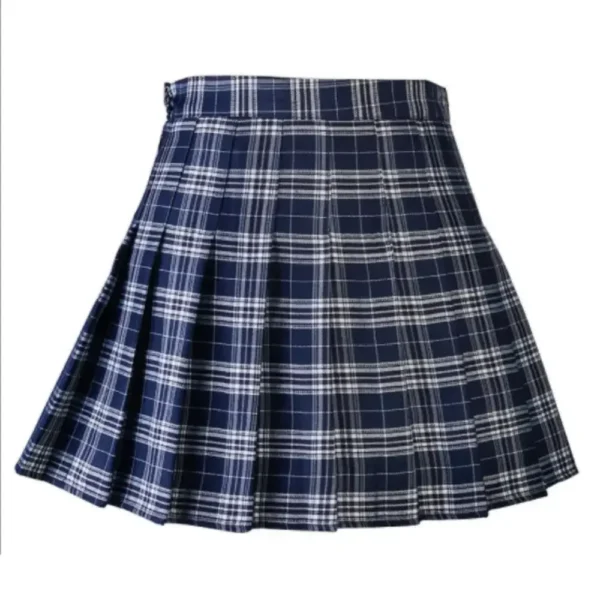 Women Casual Plaid Skirt Girls High Waist Pleated A-line Fashion Uniform Skirt With Inner Shorts 5