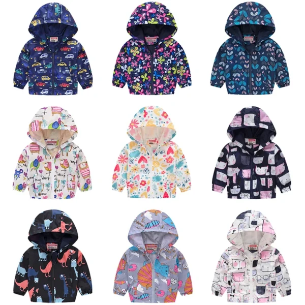 Fashion Boys Jacket Spring Autumn Summer Casual Kids Windbreaker Coats For Girls Hooded Outwear 2 3 4 5 6 Year Children Clothing 1