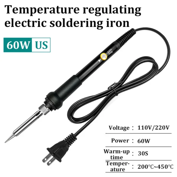 200℃-450℃ Temperature Adjustable Electric Soldering Iron 110v/220v 60w Constant Temperature US/EU Standard Plug Repair Tool 2