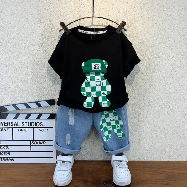 New Selling Summer Baby Boys Clothing Sets Tops bear T-shirt +Short Pants 2 Pieces Set Kids Boys Age 4 5 6 7 8 9 10 12Years 1