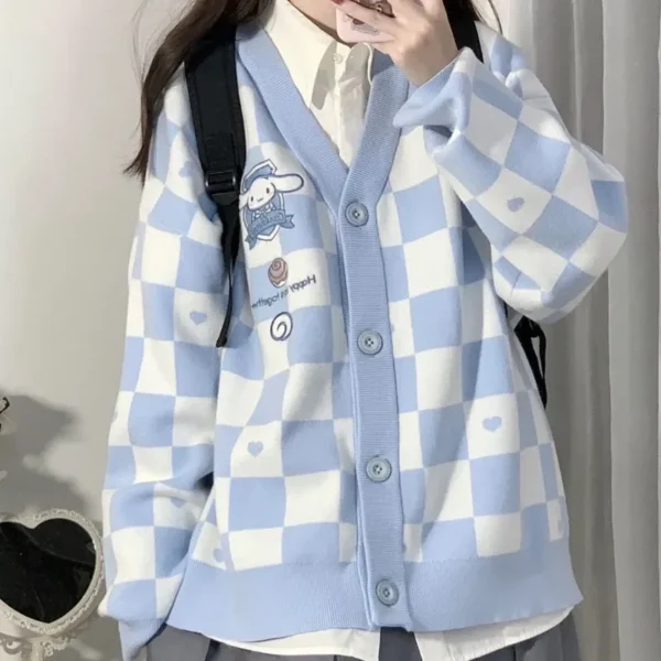 Sanrio Y2k Cinnamoroll Kawaii Cardigan Women Kuromi Melody Korean Fashion Sweater Female Preppy Style Long Knit Top Clothes 2023 1