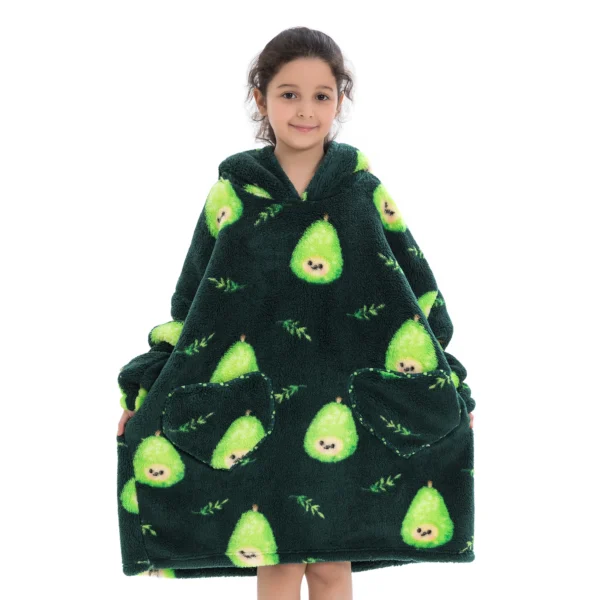 Flannel Blanket with Sleeves Winter Hoodies Sweatshirt   Fleece Giant Wearable Blanket Hoodie Oversized for adults kids babys 5