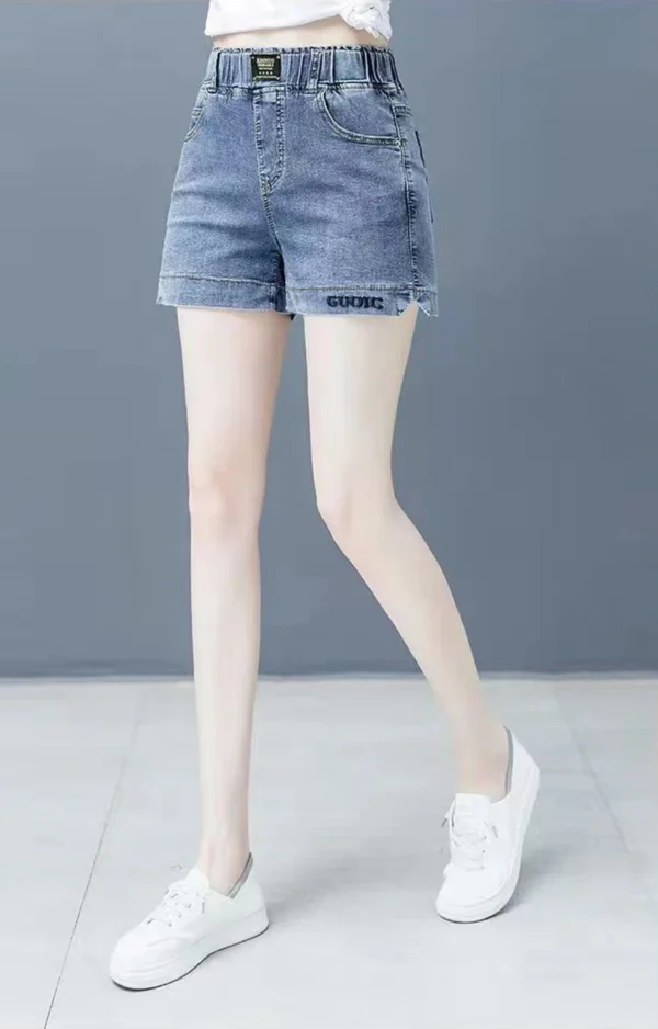 High waisted denim shorts for the 2024 summer new Korean version in large size for slimming effect 6