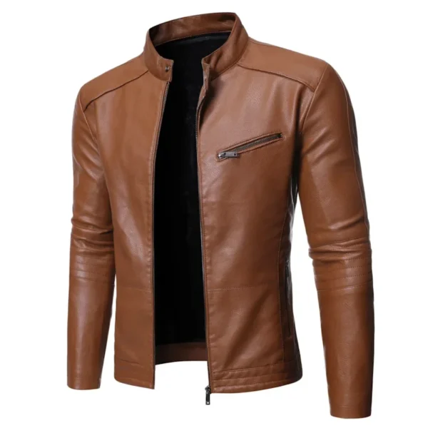 2024 Male Casual New Spring and Autumn Men's Jacket Fashion Trend Korean Slim Fit Casual Men's Leather Jacket Motorcycle Jacket 1