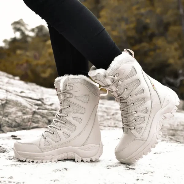 Moipheng Winter Boots Women Super Warm Plus Size 36-46 Mid-Calf Motorcycle Boots Warm Plush Platform Shoes Zapatos Para Mujer 5