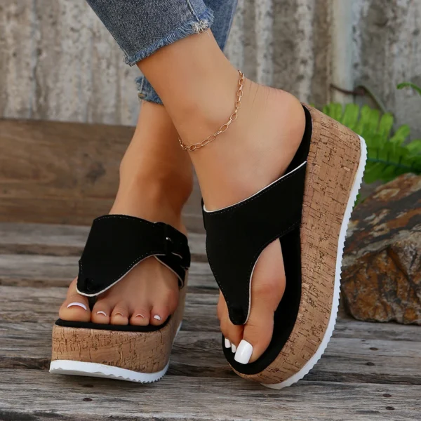 Women's Slippers Summer Flip Flops Female Wedge Platform Sandals Ladies Non-slip Thick Bottom Casual Black Pink Large Size Shoes 3