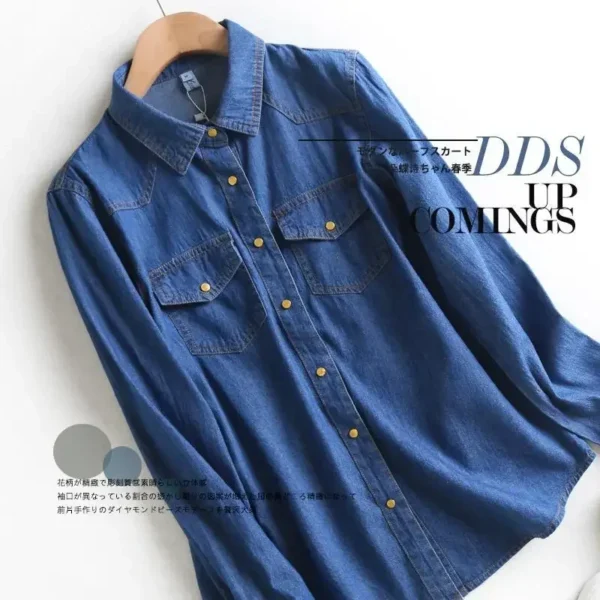 Blouse Women Shirt Spring  Autumn Denim Shirt Women's Long-Sleeved Shirt Blusas Ropa De Mujer 3