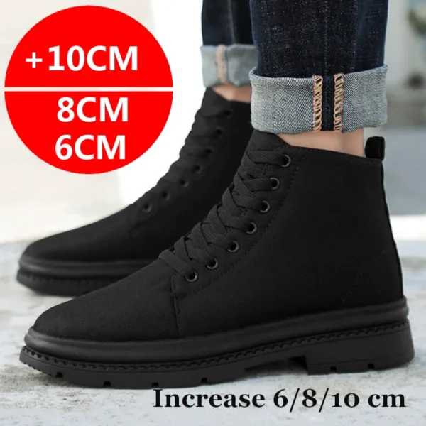 Elevator Shoes Men Boots Canvas Heightening Shoes For Man Hidden Heels Increase Insole 10CM 8CM 6CM Sports Casual Height Shoes 1