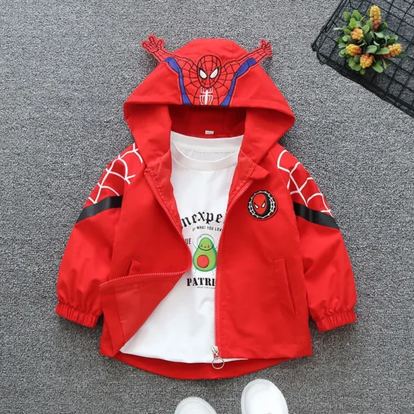 Children's Hooded Coat Boys' Baby Spring Clothes 2022 New Hero Spiderman Handsome Charge Jacket 4