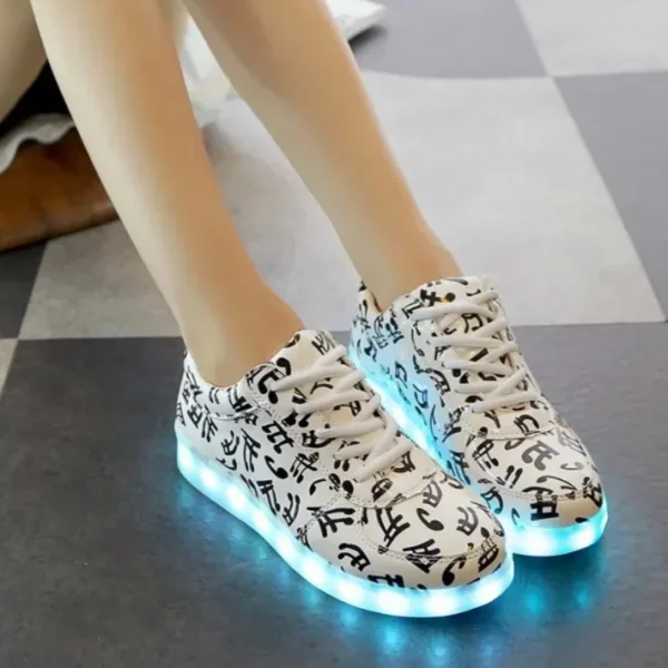 Luminous Sneakers for Women Casual Shoes Led Glowing Shoes for Men Fashion Flat Running Sneakers LED Rechargeable Couple's Shoes 2