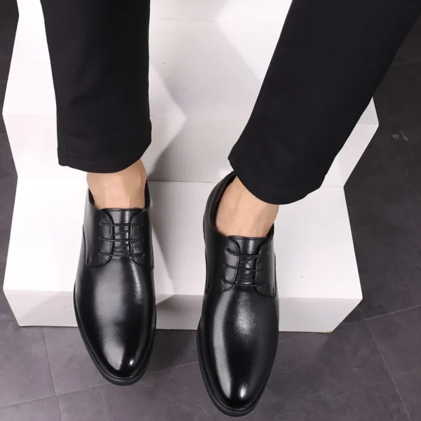 2023 Newly Men's Cowhide Leather Shoes Size 37-43 6CM Increasing Britis Leather Office Shoes Man Height Leather Shoes 4