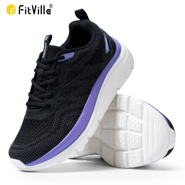 FitVille Women's Shoes Wide Width Walking Casual Shoes Thick Sole Lightweight Sneakers for Swollen Feet Relieve Toe Pain 1