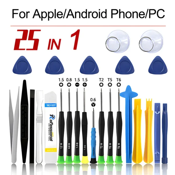 Professional 25 In 1 Repair Tool Kits For iPhone Mobile Phone Screwdriver Tools For Samsung Xiaomi iPad PC Disassemble Hand Kit 1