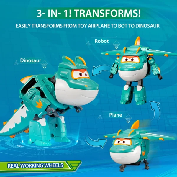 Super Wings Transforming TINO 5 Inches 3 Modes Dinosaurs,Robot,Airplane Deformation Transformation Action Figure Kid Toy Gift 3