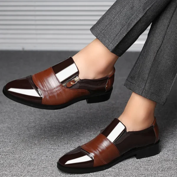 Black Patent Leather Shoes Slip on Formal Men Shoes Plus Size Point Toe Wedding Shoes for Male Elegant Business Casual Shoes 3