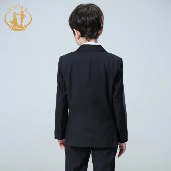 Spring Autumn Formal Black Suits for Weddings Set Children Party Host Costume Kids Blazer Vest Pants 3Pcs Wholesale Clothing 6