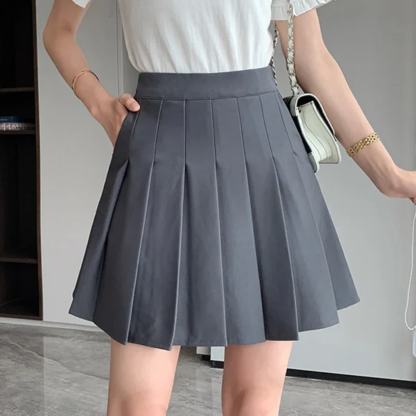 Rimocy Korean Elastic High Waist Pleated Skirt Woman Black Gray Short A-Line Skirts for Women 2023 Summer Jk Uniform Mini Skirt 2