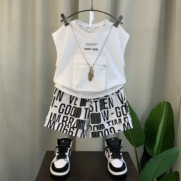 2024 Summer Casual Baby Boy Clothes Sets Kid Boys Shirt with Pocket Shorts Outfits Clothing 2 3 4 5 6 7 Years 5