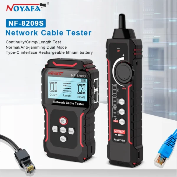 NOYAFA NF-8209S Network Cable Tracker Lan Measure Tester Network Tools LCD Display Measure Length Wiremap Tester Cable Tracker 1