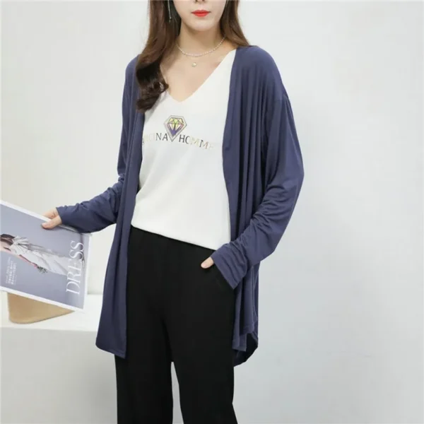 Modal Cardigan Long sleeves Plus size Summer Spring Loose Air-conditioned Top Open-front sun-proof clothing 3