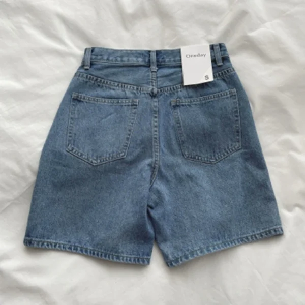 2024 Classic Denim Shorts Women Summer Blue High Waisted Shorts Casual Wide Leg Pants Stright Jeans Womens Shorts 5