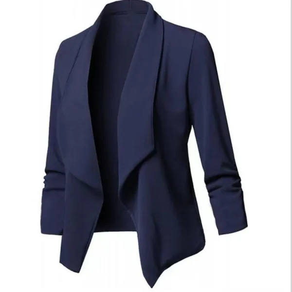 Women OL Blazers Oversized S-5XL Female Notched Long Sleeve Pleated Slim Business Workwear Cardigan Blazers Coats ZC545 3