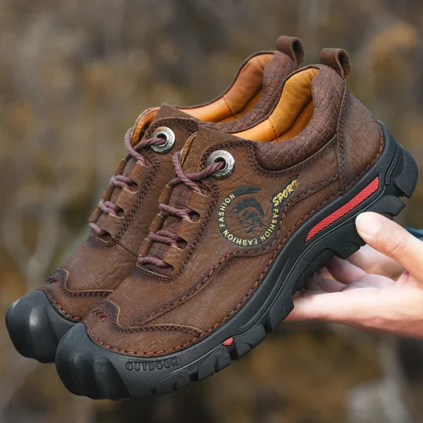 New Outdoor Camping Hiking Shoes Men Genuine Leather Sports Sneakers Man Travel Casual Shoes Leisure Walking Climbing Men's Foot 3