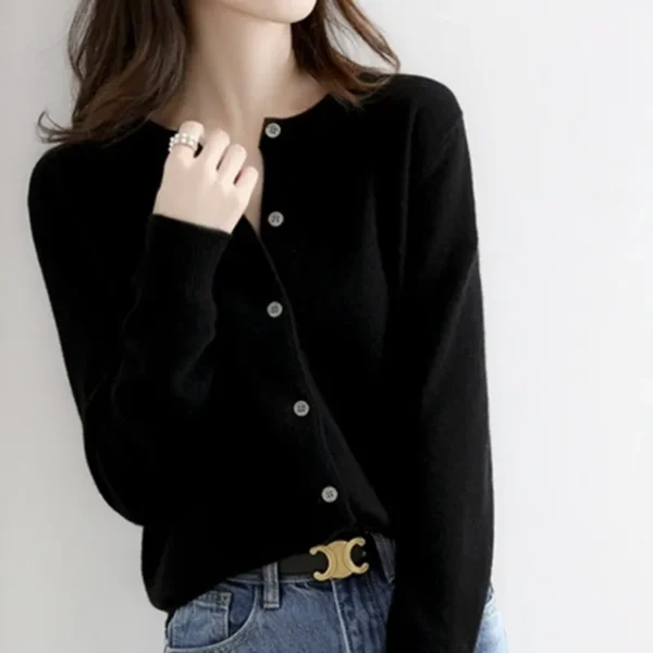 Women Cardigans Sweater O-neck Spring Autumn Knitted Cashmere Cardigans Solid Single Breasted Womens Sweaters 2022 5