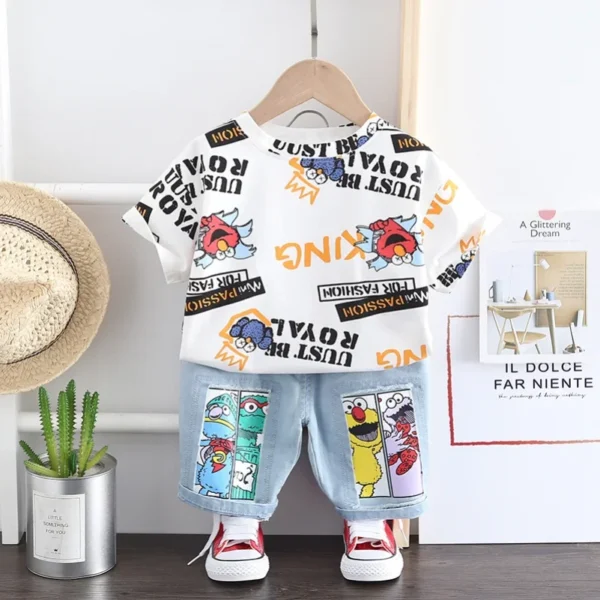 2023 Summer Casual Toddler Baby Boys/Girls Clothing Suit New Children Cartoon Printed Top + Shorts 2 Pcs/Sets Kids Clothes 1