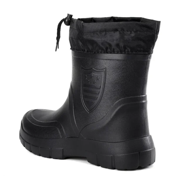 Winter Windproof Cotton Rain Boots Men Warm Light Ankle Rainboots Fashion Black Slip on Rain Shoes Men Waterproof Work Boot2024 5