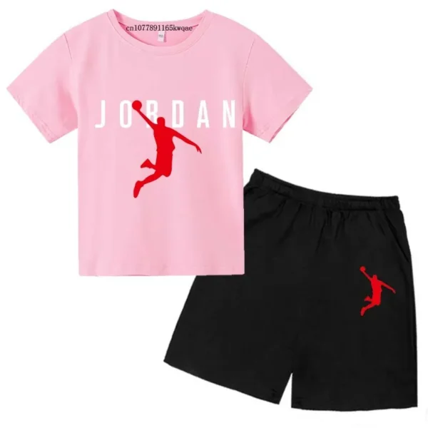 Kids Summer 2pcs Breathable Leisure Short Sleeved T-shirts+Pants Suits 3-13 Years Boys Girls Outfits Sets Children Gift Clothes 3