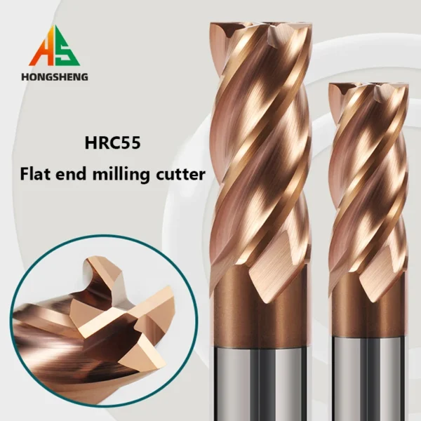 HRC55 Carbide End Mill 4Flutes Metal Steel Tungsten Milling Cutter Alloy Coating Cutting Tool CNC Maching 1 2 3 4 5 6 7 8 9-20MM 1