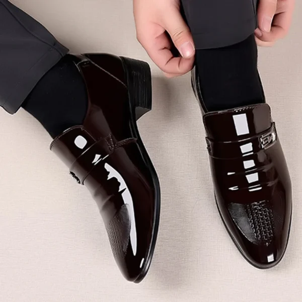 Brand New Patent Leather Shoes for Men Casual Business Shoes Office Work Shoes for Male Party Wedding Oxfords Point Toe Loafers 5