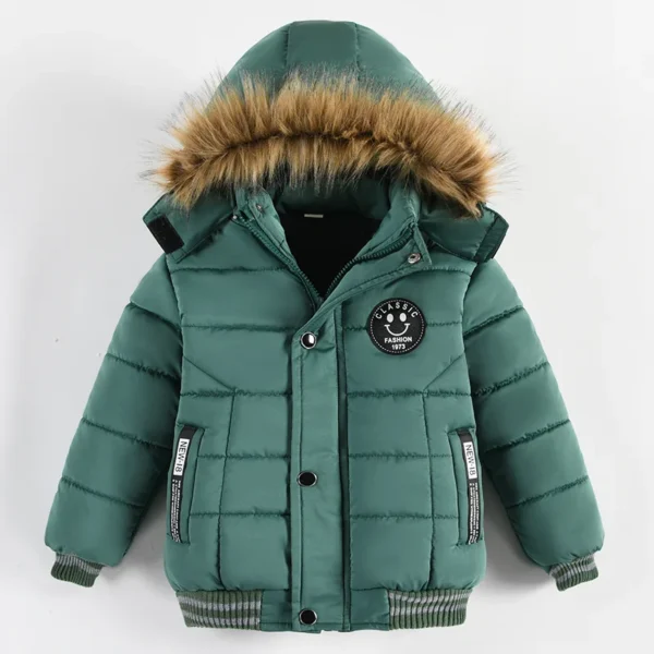 Autumn Winter Boys Jacket New Keep Warm Baby Coat Hooded Zipper Fashion Fur Collar Boys Outerwear 2 3 4 5 6 Years Kids Clothes 4