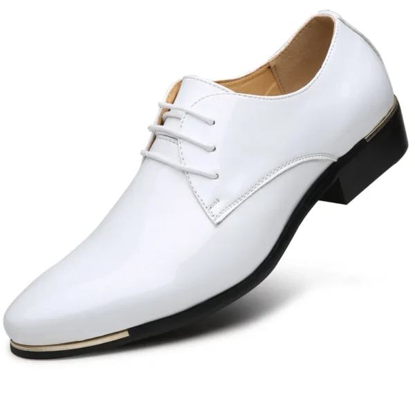 2022 Brand Newly Men's Quality Patent Leather Shoes Men Wedding Shoes Size 38-48 Black White Soft Man Dress Leather Casual Shoes 3