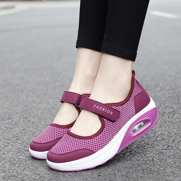 Women Tennis Shoes New Hook Loop Air Cushion Shoe Non-slip Sole Breathable Female Casual Increase Footwear Outdoor Walk Sneakers 2