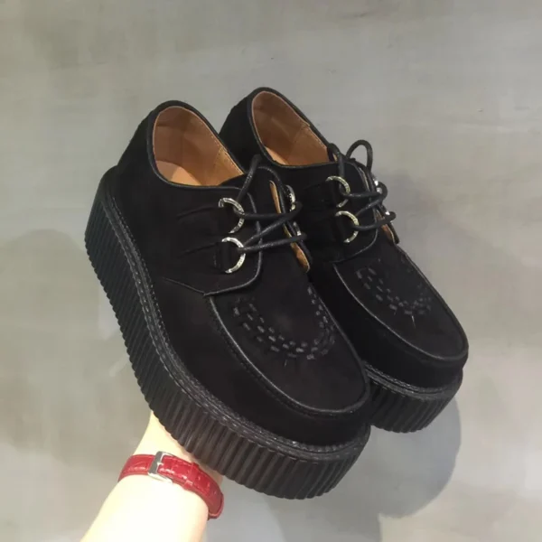 Black Harajuku Shoes Classic Lace UP High Platform Creepers Fashion Harajuku Punk Shoes Women's Casual Shoes Platform Shoes 1