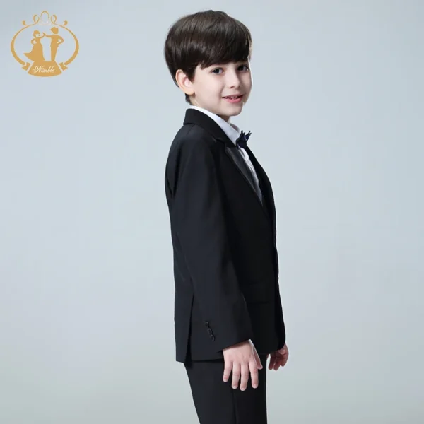 Spring Autumn Formal Black Suits for Weddings Set Children Party Host Costume Kids Blazer Vest Pants 3Pcs Wholesale Clothing 3