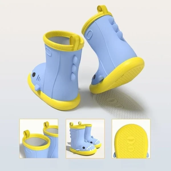 Women's Shark Rainboots Kids Cute Rain Boots Boys Girls 3D Cartoon Waterproof Shoes Adults Non-slip PVC Sole Rainproof Footwear 6