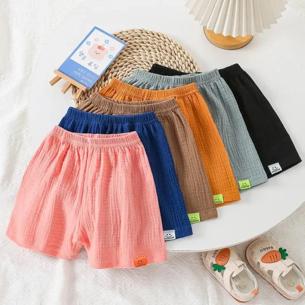 Muslin Shorts Girl 1 to 2 3 4 5 6 7 8 9 10 Years 100 Cotton% Brown Navy Blue Short Pants for Boys Kids Baby 6 to 12 18 24 Months 2